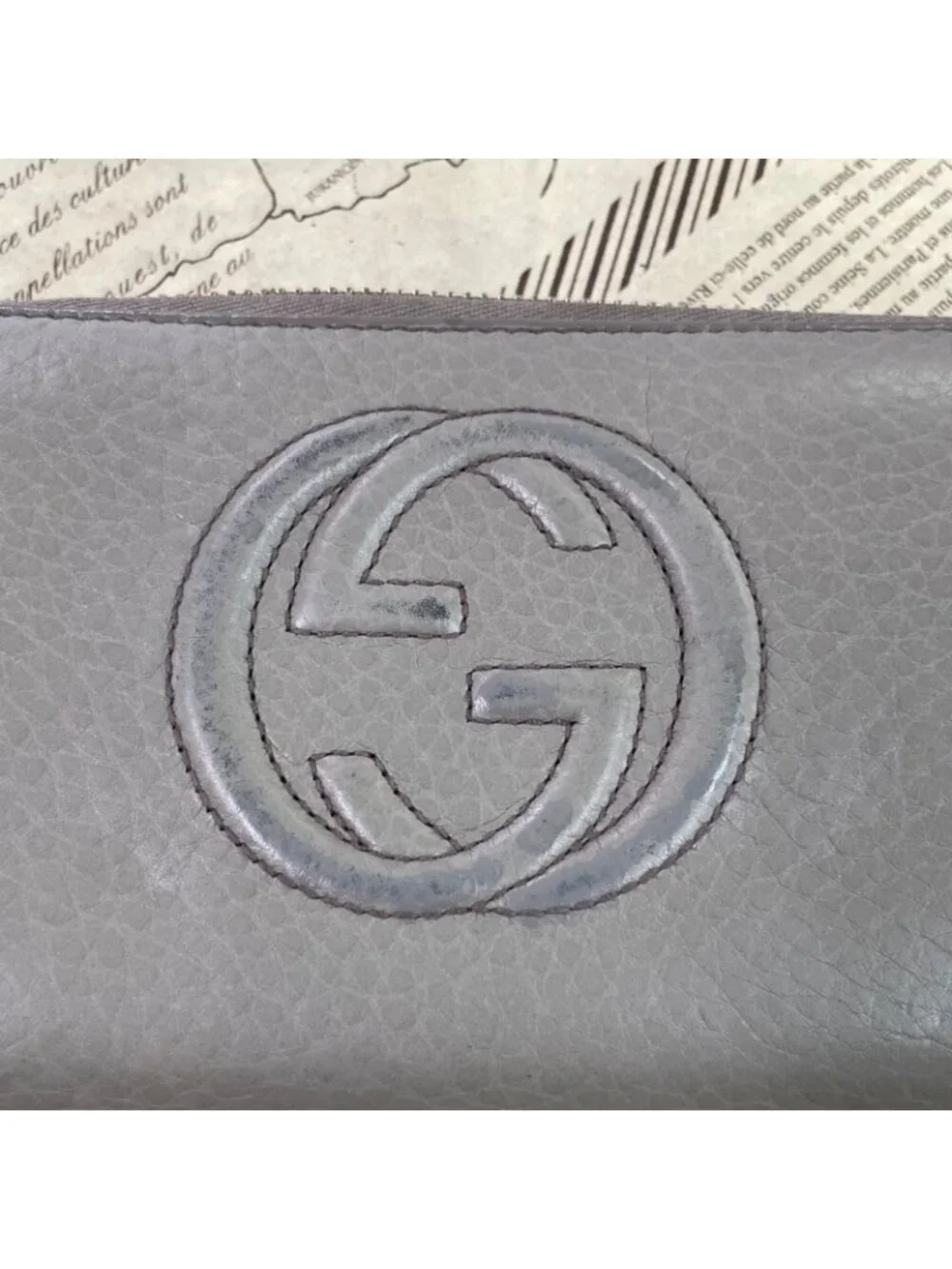 Gucci Wallet Interlocking GG Marmont Leather Gray Ju - Picture 15 of 15